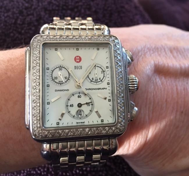 Michele Stainless Steel Deco Diamond Watch Michele Stainless Steel Deco Diamond Watch