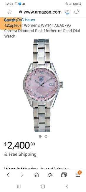 TAG Heuer Silver Mother Pearl Pink Woman Carrera Watch TAG Heuer Silver Mother Pearl Pink Woman Carrera Watch