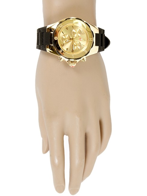 Michele Gold Black Jelly Tahitian Bean Large Tone Dial Watch Michele Gold Black Jelly Tahitian Bean Large Tone Dial Watch