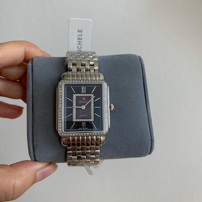 Michele Silver Black New Deco Ii Diamond Mop Dial Mw06x01a1965 Watch Michele Silver Black New Deco Ii Diamond Mop Dial Mw06x01a1965 Watch