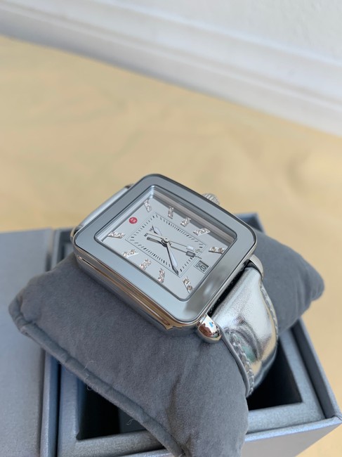 Michele Silver New Deco Sport High Shine Mirror Dial Leather Mww06k000021 Watch Michele Silver New Deco Sport High Shine Mirror Dial Leather Mww06k000021 Watch