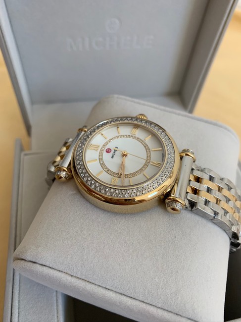 Michele Gold and Silver Caber Diamond Bracelet 35mm Mww16e000001 Watch Michele Gold and Silver Caber Diamond Bracelet 35mm Mww16e000001 Watch