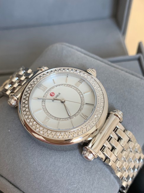 Michele Silver Caber Diamond Bracelet 35mm Mww16e000008 Watch Michele Silver Caber Diamond Bracelet 35mm Mww16e000008 Watch