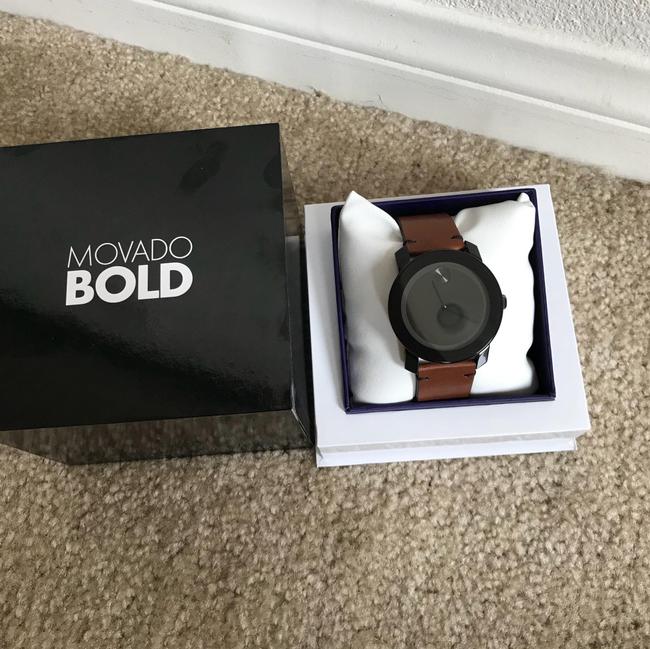 Movado Black/ Brown Bold Dial Leather 3600351 Watch Movado Black/ Brown Bold Dial Leather 3600351 Watch
