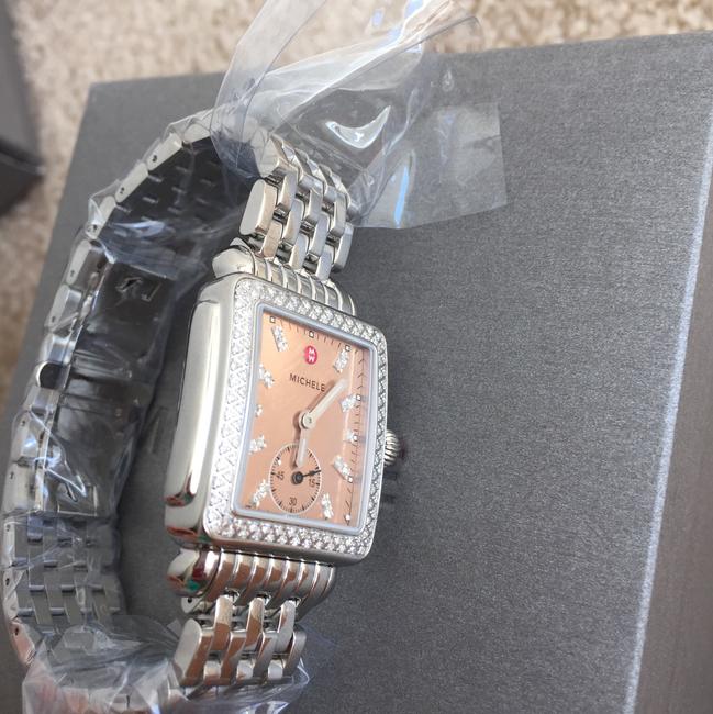 Michele Silver/ Rose Gold Nwt" Deco 16" Diamond Mop Diamond Dial Mw06v00a1068 Watch Michele Silver/ Rose Gold Nwt" Deco 16" Diamond Mop Diamond Dial Mw06v00a1068 Watch