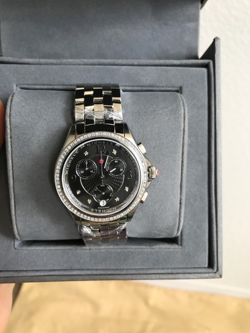 Michele Black/ Silver Belmore Chrono Diamond Diamond Dial Mww29b000004 Watch Michele Black/ Silver Belmore Chrono Diamond Diamond Dial Mww29b000004 Watch