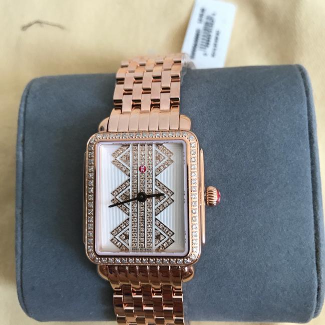 Michele Rose Gold deco Ll Mid Pattern Diamond Dial Mww06i000021 Watch Michele Rose Gold deco Ll Mid Pattern Diamond Dial Mww06i000021 Watch