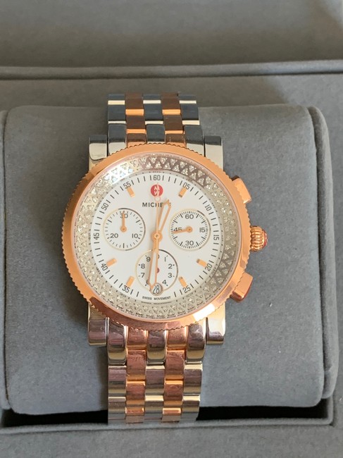 Michele Rose-gold/ Silver Sport Sail 2 Tones Diamonds Mww01c000135 Watch Michele Rose-gold/ Silver Sport Sail 2 Tones Diamonds Mww01c000135 Watch