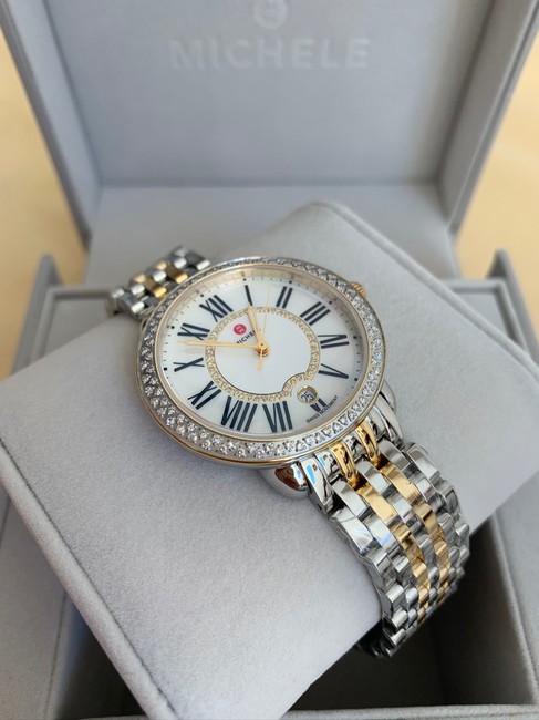 Michele Gold & Silver Serein 16 Mid Two-tone Diamond Mww21b000032 Watch Michele Gold & Silver Serein 16 Mid Two-tone Diamond Mww21b000032 Watch