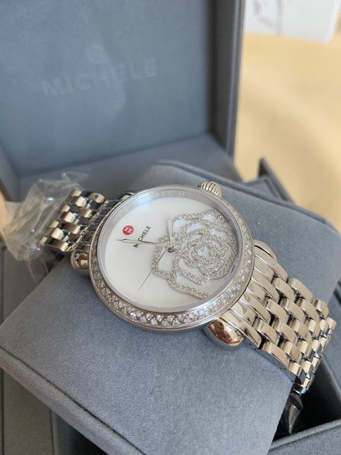 Michele Silver New White Mop Diamond Jardin Csx- Limited Edition Mw03t01a1058 Watch Michele Silver New White Mop Diamond Jardin Csx- Limited Edition Mw03t01a1058 Watch