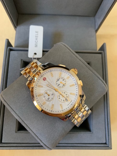 Michele Gold/ Silver Uptown Diamond Dial Two Tone Gold/ Mww25a000002 Watch Michele Gold/ Silver Uptown Diamond Dial Two Tone Gold/ Mww25a000002 Watch