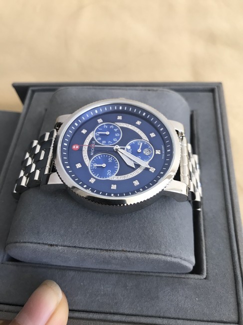 Michele Silver/ Blue Large Sport Sail Diamond Dial Mw01k000118 Watch Michele Silver/ Blue Large Sport Sail Diamond Dial Mw01k000118 Watch