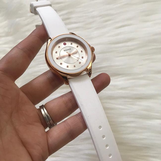 Michele White/ Rose-gold Cape Sunray Dial Silicone Mww27a000004 Watch Michele White/ Rose-gold Cape Sunray Dial Silicone Mww27a000004 Watch