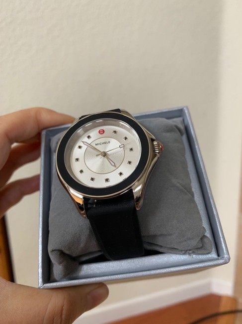 Michele Black Silver " Interchangeable Strap" Cape Topaz Mww27a000012 Watch Michele Black Silver " Interchangeable Strap" Cape Topaz Mww27a000012 Watch