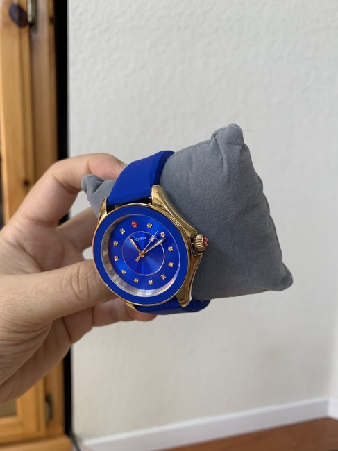 Michele Blue Gold Cape Cobalt Topaz Silicone Mww27a000026 Watch Michele Blue Gold Cape Cobalt Topaz Silicone Mww27a000026 Watch