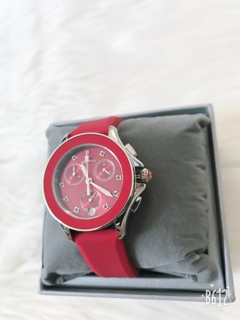 Michele Red / Silver Cape Chrono Sunray Dial Mww27c000004 Watch Michele Red / Silver Cape Chrono Sunray Dial Mww27c000004 Watch
