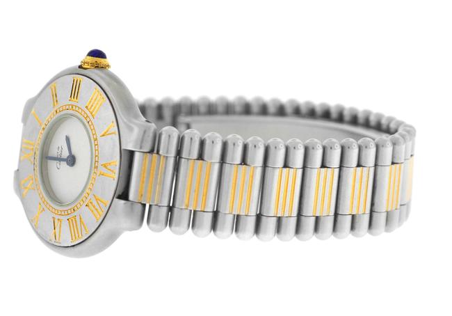 Cartier Yellow Gold Silver Ladies Must De Bullet Bracelet Quartz Steel 28mm Watch Cartier Yellow Gold Silver Ladies Must De Bullet Bracelet Quartz Steel 28mm Watch