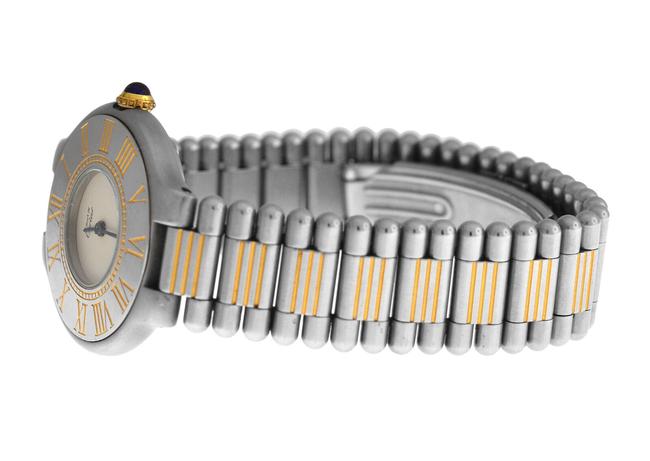 Cartier Silver Yellow Gold Ladies Must De Bullet Bracelet Quartz Steel 28mm Watch Cartier Silver Yellow Gold Ladies Must De Bullet Bracelet Quartz Steel 28mm Watch