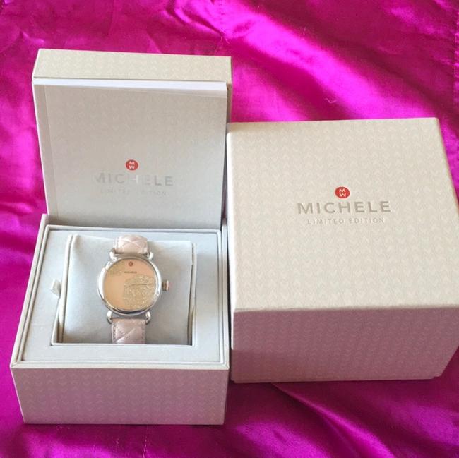 Michele Pink Csx Jardin Diamond Dial Quilted Watchband Limited Edition Watch Michele Pink Csx Jardin Diamond Dial Quilted Watchband Limited Edition Watch
