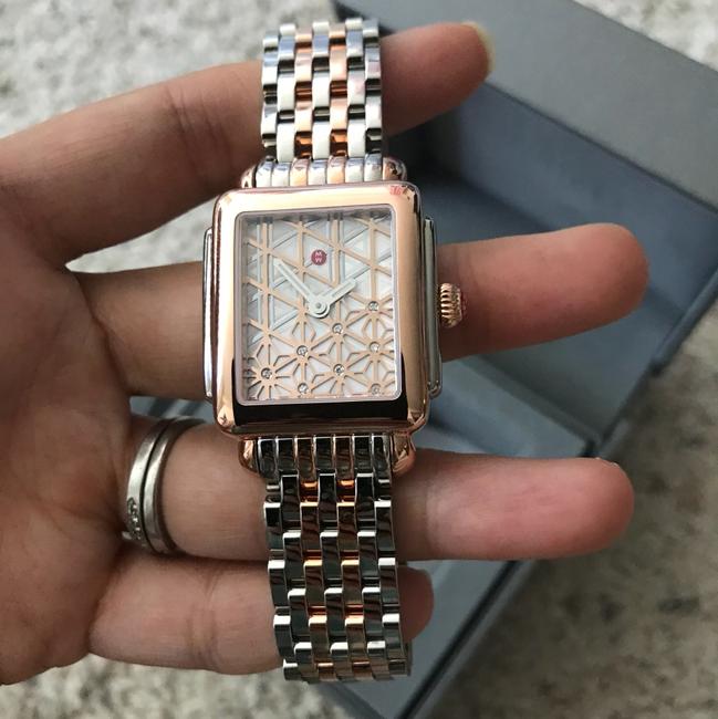 Michele Rose-gold/ Silver Limited Edition Deco 16 Two-tone Layered Dia Watch Michele Rose-gold/ Silver Limited Edition Deco 16 Two-tone Layered Dia Watch