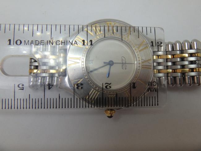 Cartier Ivory with Blue Steel Hands W Midsize Must De 21c 18kgp & St.steel Quartz W/Bracelet Watch Cartier Ivory with Blue Steel Hands W Midsize Must De 21c 18kgp & St.steel Quartz W/Bracelet Watch