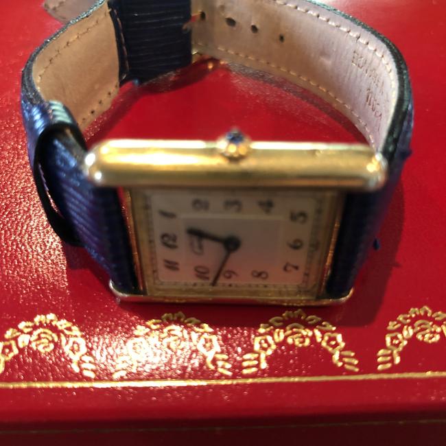 Cartier Gold Silver Blue. Tank Le Must Plated Sterling Large Model Watch Cartier Gold Silver Blue. Tank Le Must Plated Sterling Large Model Watch