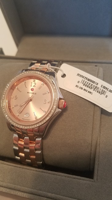 Michele Diamond Rose Gold & Silver Belmore Two Tone Gold/ Dial Watch Michele Diamond Rose Gold & Silver Belmore Two Tone Gold/ Dial Watch