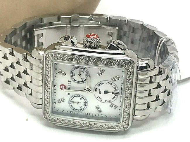 Michele Silver Deco Ladies Chronograph Mop 0.66ctw Diamond Mw06p01a1046 Watch Michele Silver Deco Ladies Chronograph Mop 0.66ctw Diamond Mw06p01a1046 Watch