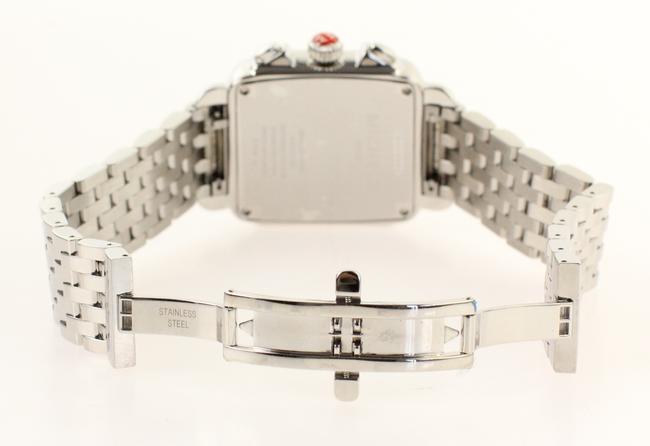 Michele Silver Stainless Steel Mother Of Pearl Deco Diamond Watch Michele Silver Stainless Steel Mother Of Pearl Deco Diamond Watch