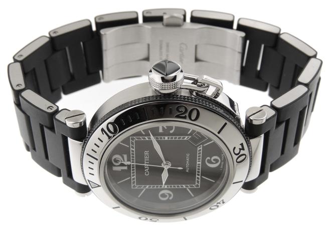Cartier Black Mint Mens Pasha Seatimer Date Ss 40.5 Mm Watch Cartier Black Mint Mens Pasha Seatimer Date Ss 40.5 Mm Watch