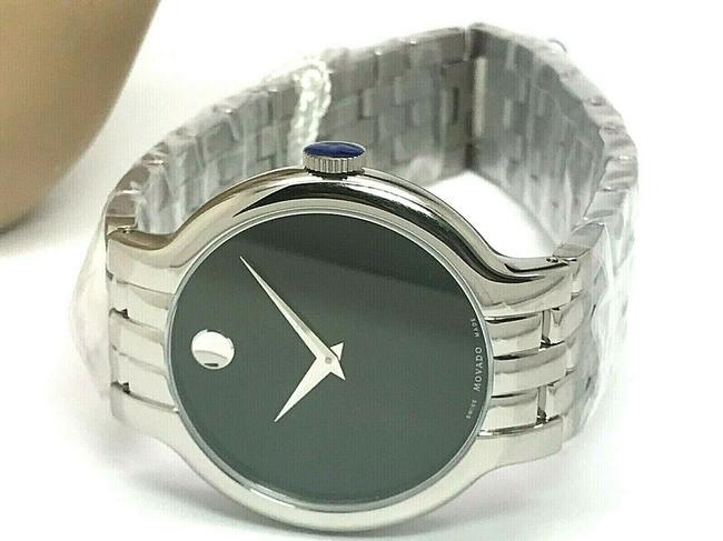 Movado Silver Classic Black Dial Swiss Quartz Stainless Steel Mens Watch Movado Silver Classic Black Dial Swiss Quartz Stainless Steel Mens Watch