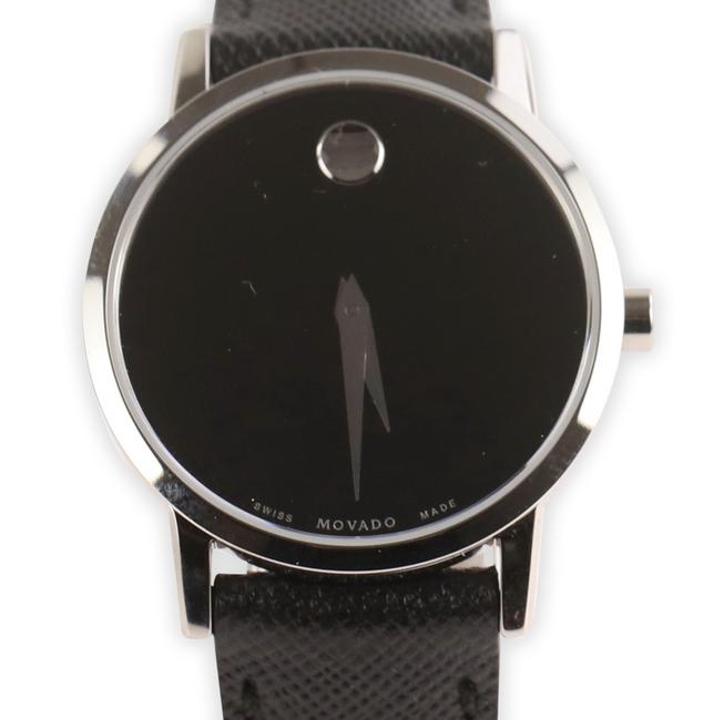 Movado Black Museum Ladies Leather Watch Movado Black Museum Ladies Leather Watch
