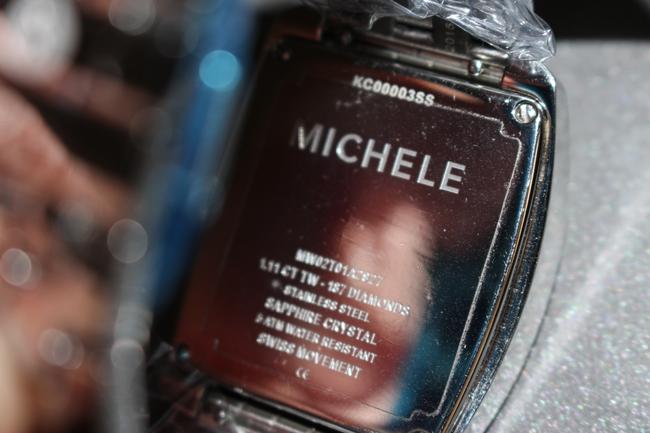 Michele Black Guilloche W Extra Large Urban Classic 187 Diamond W/Bracelet Watch Michele Black Guilloche W Extra Large Urban Classic 187 Diamond W/Bracelet Watch
