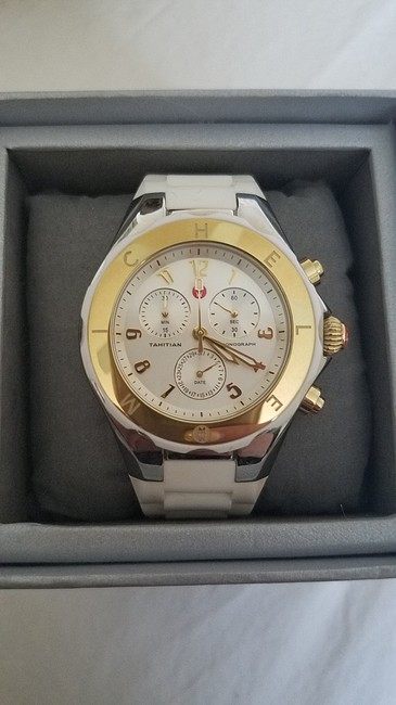 Michele White Jelly Tahitian Silicone Silver/Gold Steel Watch Michele White Jelly Tahitian Silicone Silver/Gold Steel Watch