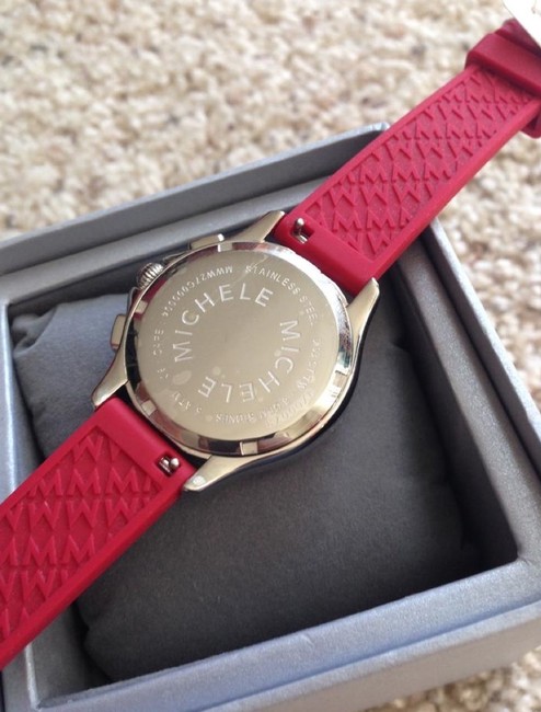 Michele Red / Silver Cape Topaz Chronograph Sunray Dial Watch Michele Red / Silver Cape Topaz Chronograph Sunray Dial Watch