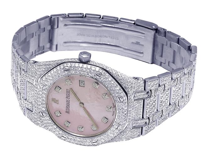 Audemars Piguet Ladies Stainless Steel Royal Oak 35mm Pink Mop Dial Diamond 12.5 Ct Watch Audemars Piguet Ladies Stainless Steel Royal Oak 35mm Pink Mop Dial Diamond 12.5 Ct Watch
