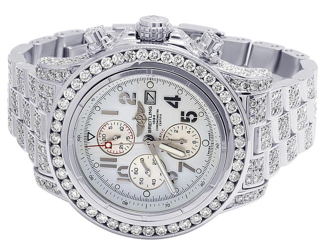 Breitling Stainless Steel White 23 Ct XL Custom A13370 Super Avenger 48mm Diamond Watch Breitling Stainless Steel White 23 Ct XL Custom A13370 Super Avenger 48mm Diamond Watch