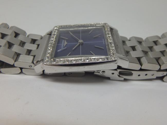 Longines Stainless Steel Diamond Bezel Blue Dial Manual Winding Watch Longines Stainless Steel Diamond Bezel Blue Dial Manual Winding Watch
