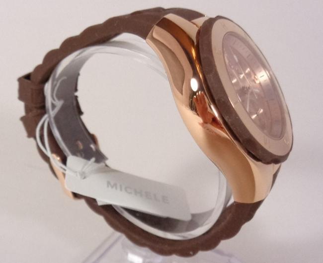 Michele Rose Gold/Brown Jelly Tahitian Mww12f000060 Womens Bean Chronograph New Watch Michele Rose Gold/Brown Jelly Tahitian Mww12f000060 Womens Bean Chronograph New Watch
