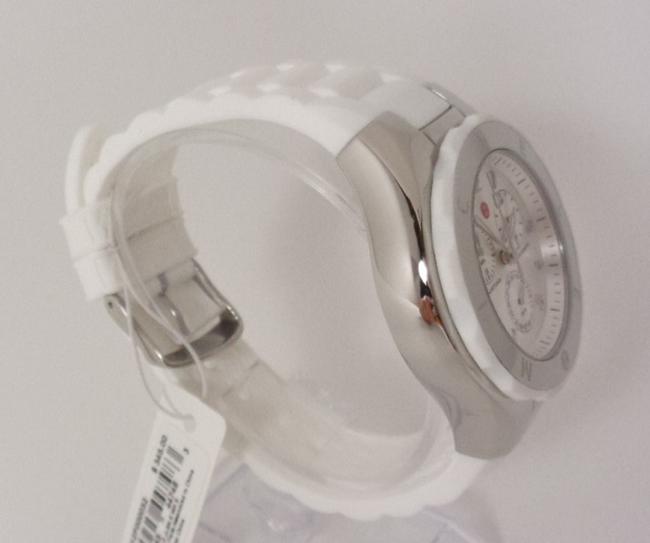 Michele White/Silver Jelly Mww12f000032 Womens Bean Chrono Tone Silicon Bracelet New Watch Michele White/Silver Jelly Mww12f000032 Womens Bean Chrono Tone Silicon Bracelet New Watch