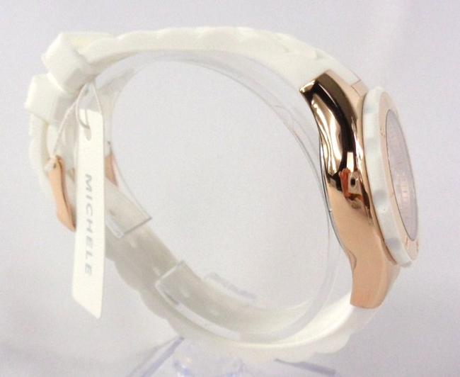 Michele Rose Gold/White Jelly Mww12p000003 Womens Petite Bean Topaz Crystals Plated Silicon New Watch Michele Rose Gold/White Jelly Mww12p000003 Womens Petite Bean Topaz Crystals Plated Silicon New Watch