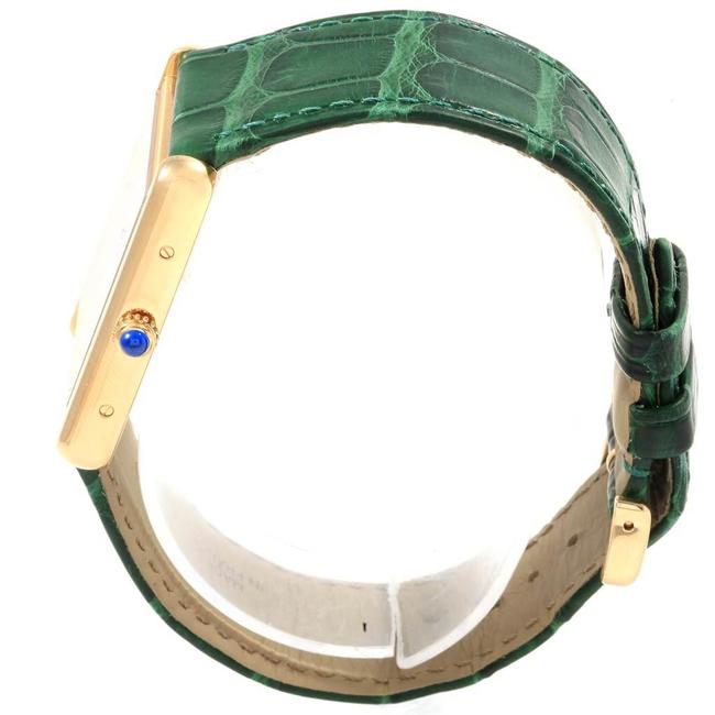 Cartier Silver Tank Solo Large Yellow Gold Steel Green Strap Unisex W10 Watch Cartier Silver Tank Solo Large Yellow Gold Steel Green Strap Unisex W10 Watch