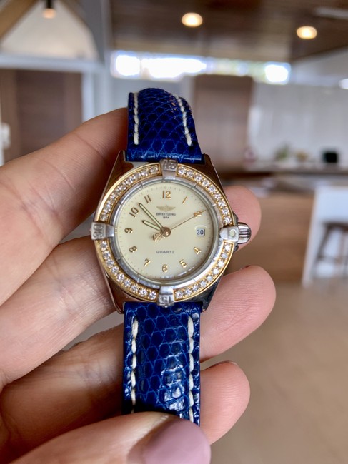 Breitling 18k Gold Steel Diamonds Callistino Ss/18k Quartz Chrono Bezel D52043 Watch Breitling 18k Gold Steel Diamonds Callistino Ss/18k Quartz Chrono Bezel D52043 Watch