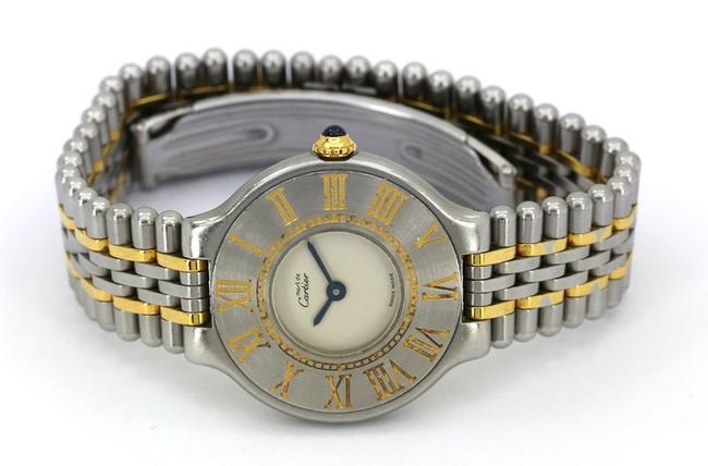 Cartier Stylish Stainless Steel Gold Tone Ladies Must De Wrist Watch Cartier Stylish Stainless Steel Gold Tone Ladies Must De Wrist Watch