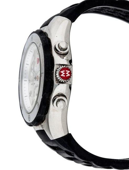 Michele Black Jelly Tahitian Silicone Stainless Steel Chronograph Mww12f000033 Watch Michele Black Jelly Tahitian Silicone Stainless Steel Chronograph Mww12f000033 Watch