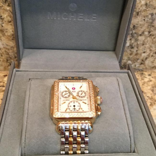 Michele Deco Two-tone Gold and Silver Diamond Diamond Dial Bracelet Watch Michele Deco Two-tone Gold and Silver Diamond Diamond Dial Bracelet Watch
