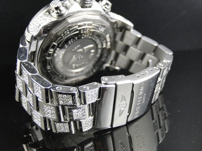 Breitling Stainless Steel XL Custom Super Avenger Aeromarine 52 Mm Genuine Diamond 22 Ct Watch Breitling Stainless Steel XL Custom Super Avenger Aeromarine 52 Mm Genuine Diamond 22 Ct Watch