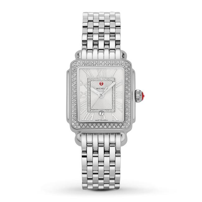 Michele Silver Deco Madison Stainless Sunray Diamond Dial Mww06t000163 Watch Michele Silver Deco Madison Stainless Sunray Diamond Dial Mww06t000163 Watch