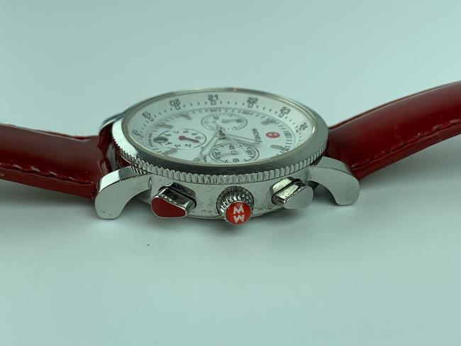 Michele White Saphire Stainless Steel Red Leather Strap B131 Watch Michele White Saphire Stainless Steel Red Leather Strap B131 Watch