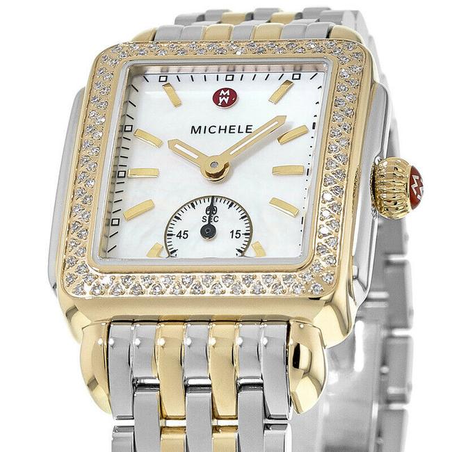 Michele Two Tone Deco Mid 18k Gold Mother Of Pearl Diamond Mww06v000023 Watch Michele Two Tone Deco Mid 18k Gold Mother Of Pearl Diamond Mww06v000023 Watch